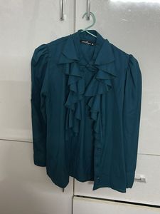 Elegant Teal Ruffled Blouse