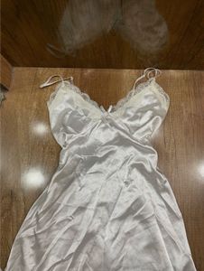 Elegant White Satin Nighttop