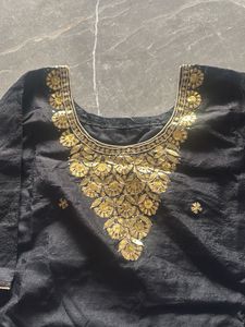 Elegant Black & Gold Embroidered kurti