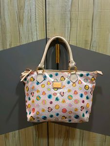 Cute Pink Heart &amp; Circle Print Handbag