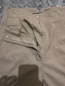 Zara High-Waisted Beige Darted Trousers