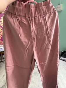 Zara Dusty Pink Ankle length Belted Trousers