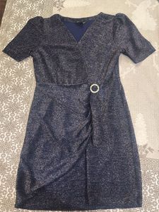 Sparkly Navy Blue Wrap Dress