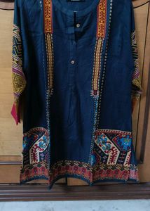 Embroidered Dark Grey Kurta