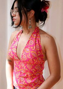 y2k rose after dark reversible GEET halter top