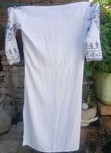 White Kurta with Black print