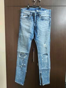 H&M Stylish Ripped & Splatter Jeans
