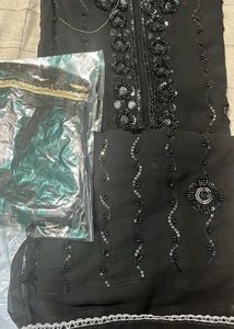Elegant Black Embellished hand work suit