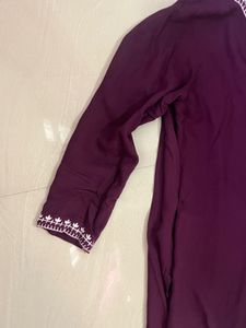 Purple Embroidered Kurta Top
