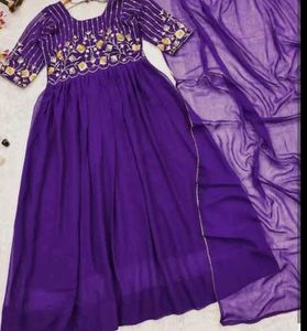 Elegant Purple Embroidered Dress