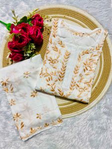 Elegant Off-white Chikankari 2-pcs Set
