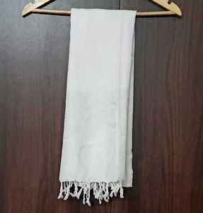 Elegant White Embroidered Scarf