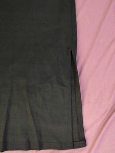 Black Midi Skirt with Slit