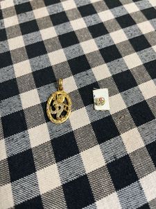 Gold Tone Om Pendant &amp; Stud
