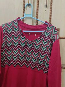 Stylish Pink Kurta with Chevron Print