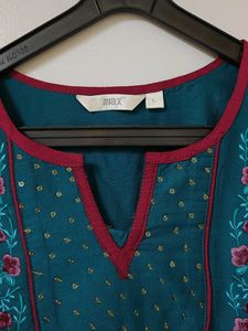 Teal Embroidered Kurta