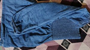 Denim Smocked Top