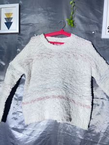 Cozy White Striped Sweater