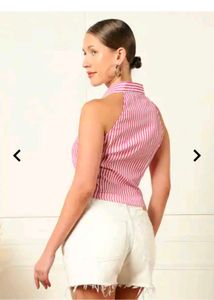 Pink Striped Halter Top