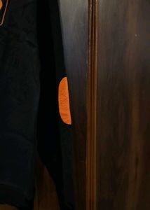 Black Crew Neck Sweatshirt with Orange Accents