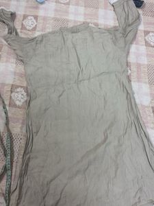 Elegant Beige Kurta with White Lace