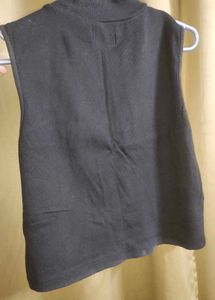 Sleeveless Black High Neck Top