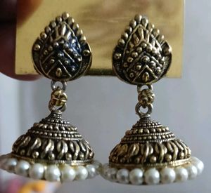 Antique Jhumka Earrings with Pearls
