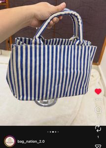 PRADA CANAPA 🩵 BLUE &amp; WHITE STRIPED TOTE 🩵