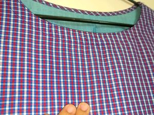Purple Checkered Kurta With Cotton Inner Layer