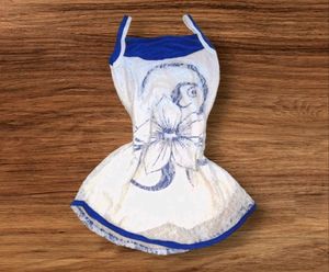 Blue &amp; White Lace Top