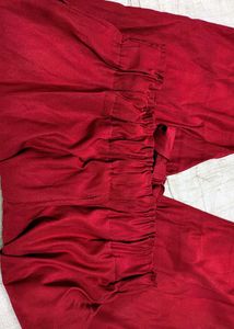 Maroon Elastic Waist Pants