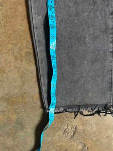 Grey Distressed Wide Leg Jeans