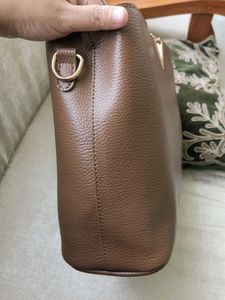 Chic Brown Handbag with V Accent