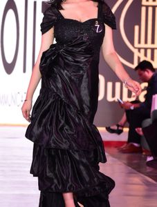 Elegant Black Ruffled Gown