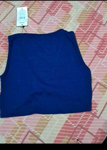 Navy Blue Twisted Crop Top