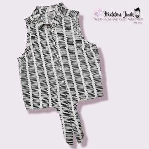 Chic Sleeveless Striped Button-Up Top
