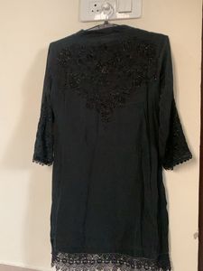 Black Embellished Short Kurta (Tunic)