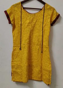 Yellow Kurta with Red Border