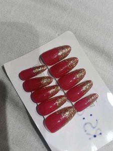 Red Glitter Press-On Nails