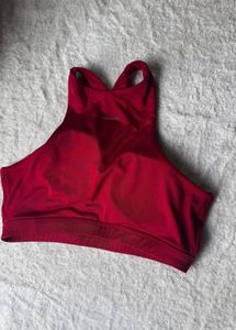 Stylish Red Mesh Halter Sports Bra