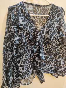 Chic Leopard Print V-Neck Top