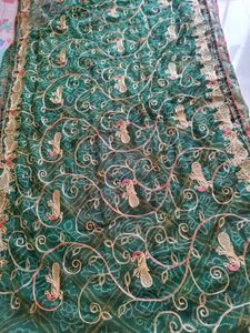 Zari Work On Bandhej Chiffon Saree