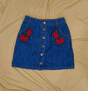 Forever 21 Floral Denim Mini Skirt (Made in China)