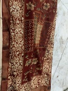 Cream Floral Saree with Maroon Border