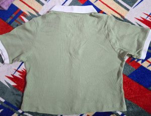 Cute Green Button-Up Korean Top