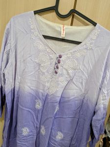 XXL Ombre Purple Embroidered short Kurta