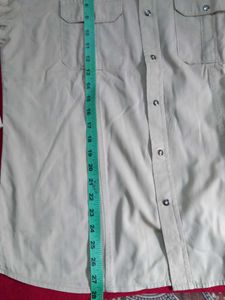 Men's Casual Beige Shirt chest pockets