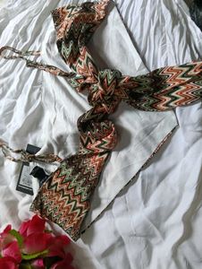 Boho Zigzag Print tie Top