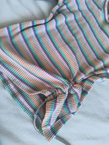 Striped Ruched Tie-Front Top