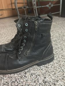 Men's Black Leather Lace-Up Boots